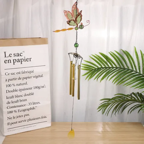 Carillon Éolien Libellule Lumineux Feuille Acrylique Fluorescente Solaire Jardin Cour Décoration Suspendue Cadeau Maison