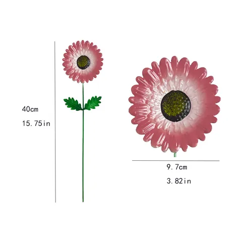 Fleur en Fer Piquet de Jardin Extérieur Métal Floral Cour Pelouse Paysage Ornement d'Art Décoratif