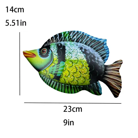 Décoration Murale de Poisson Tropical en Métal Ornement Suspendu en Fer Coloré pour Salon de Maison