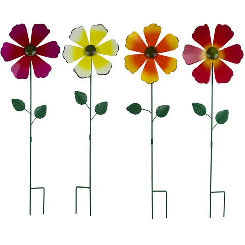 Piquet de Jardin Fleur Moulin à Vent en Art de Fer Décoration de Pelouse Florale en Métal Ornement de Paysage de Cour Extérieure