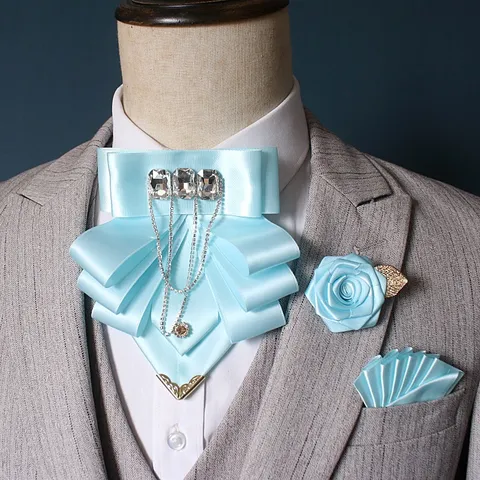 Heren Formeel Strass Vlinderdas Broche Borstzakje Set Gentleman Trouwen Zakelijk Pak Decoratieve Accessoires