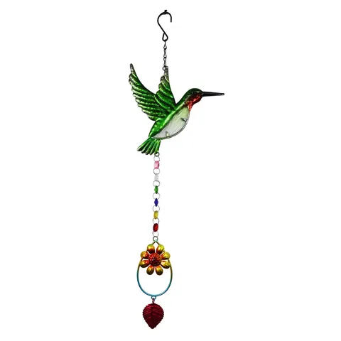 Attrape-Soleil en Cristal Décoration de Jardin Colibri Libellule Papillon Ornement Suspendu Avec Perles Colorées et Chaîne de Fleurs en Métal