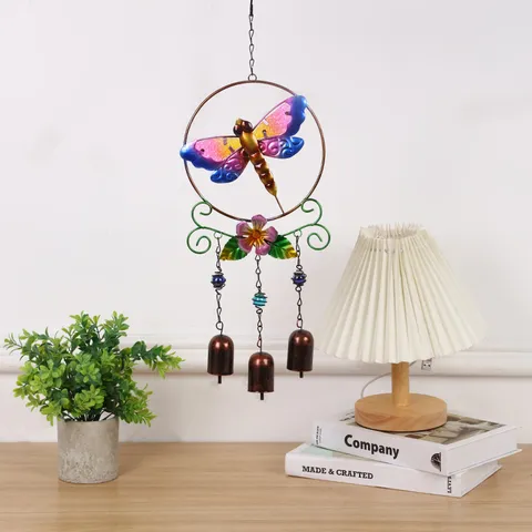 Métal Verre Peint Carillon Éolien Cour Cour Suspendue Ornement Colibri Libellule Papillon Oiseau Décoration Jardin
