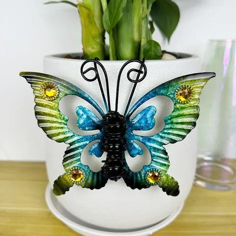 Outdoor Metal Butterfly Wall Art Decor Garden Fence Ornaments Colorful Hand Painted Iron Butterfly For Patio Yard Home