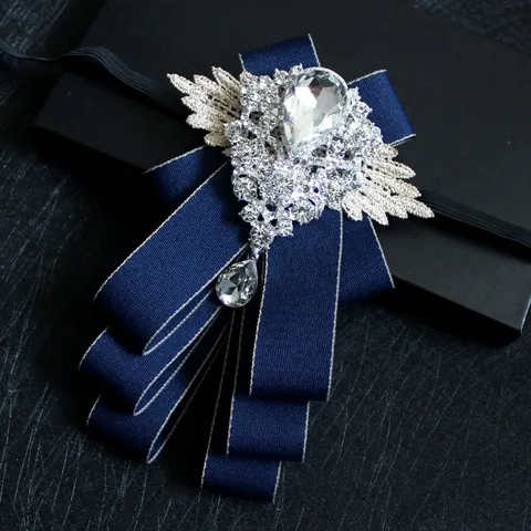 Mens Rhinestone Bow Tie British Style Rhinestone Embellished Fabric Bowknot Wedding Party Formal Suit Tuxedo Neckwear
