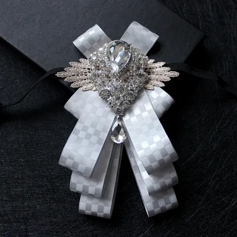 Mens Rhinestone Bow Tie British Style Rhinestone Embellished Fabric Bowknot Wedding Party Formal Suit Tuxedo Neckwear