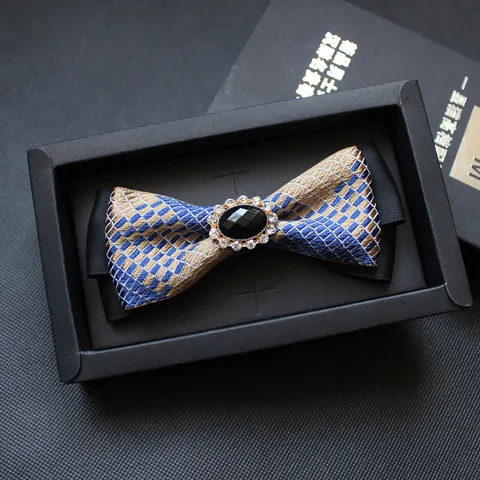 Mens Formal Jacquard Bowtie Rhinestone Crystal Bow Tie Wedding Business Suit Accessory Fashion Groom Party Neckwear