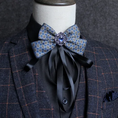 Exquisite Mens Rhinestone Bow Tie British Vintage Formal Neck Flower Groom Wedding Performance Suit Accessory