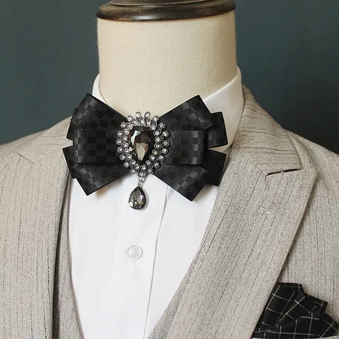 Men's Formal Bow Tie Rhinestone Crystal Suit Shirt Bowtie Wedding Groom Host Neckwear Fashion Accessories Stylish Design