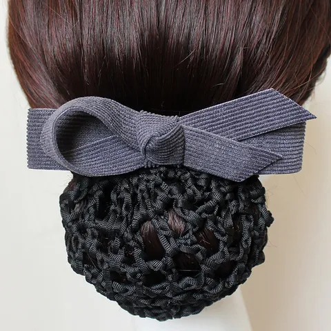 Professional Women Hair Net Bow Hair Clip Hotel Workplace Hair Styling Accessory Elegant Fabric Hairpin Headwear