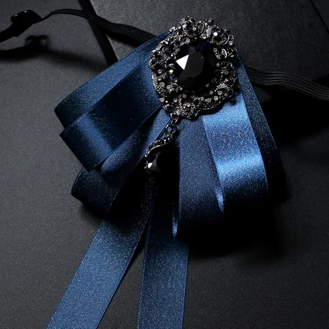 Handmade Polyester Bow Tie For Men Groom Groomsman Wedding Tuxedo Formal Party Suit Rhinestone Bowknot Neckwear Accessories