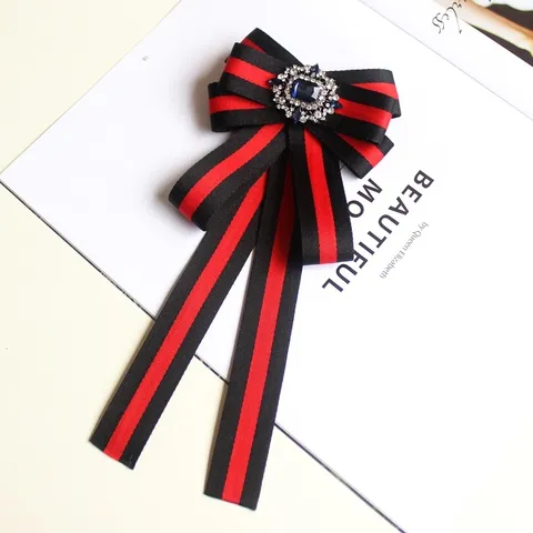 Spilla con Fiocco in Strass da Donna Elegante Fiore da Collo a Righe Spilla con Fiocco Accessori di Moda Gioielli Regalo