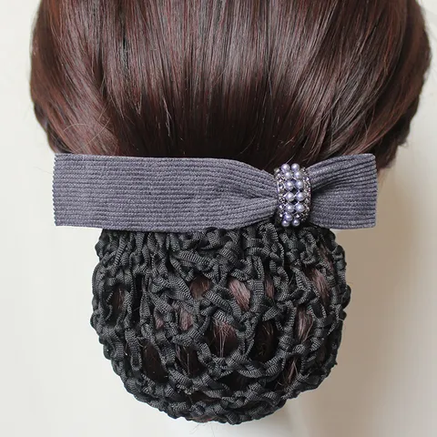 Bowknot Hair Clip Nursing Professional Hair Net Bow Hairpin With Pearls Rhinestones Women Hair Accessories