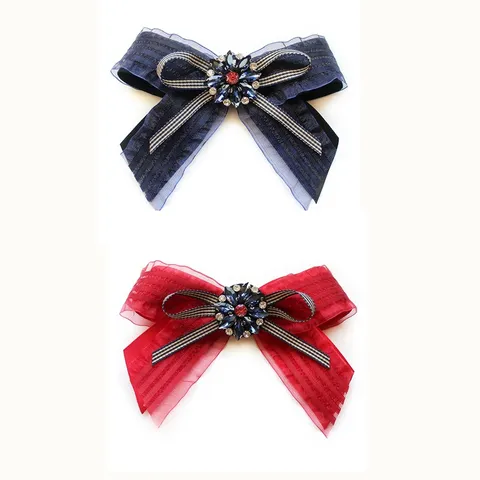 Dames Koreaanse Stijl Strik Strikje Legering Strass Lint Das Uniform Jurk Hemd Kraag Accessoires Sieraden Cadeau