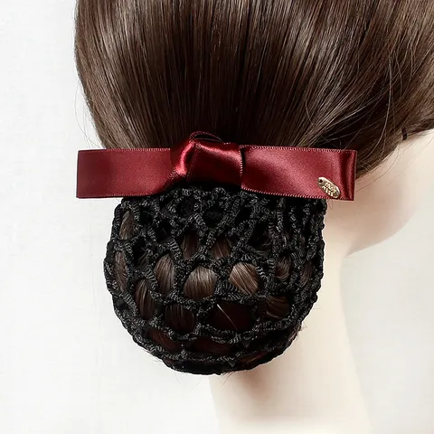 Women Professional Hair Net Bow Hair Clip Nurse Hotel Bank Stewardess Bun Cover Mesh Hair Accessory