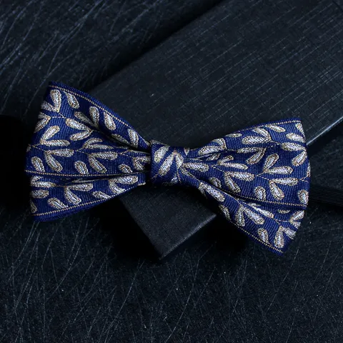 Men Suit Bow Tie Handmade Jacquard Polyester Formal Wedding Party Host Bowtie Stylish Geometric Pattern Neckwear