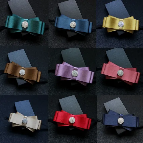 Men's Formal Bow Tie Solid Color Satin Bowknot Wedding Banquet Suit Shirt Neckwear Fashion Bowtie Party Accessories