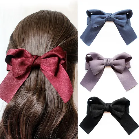 Elegant Satin Bow Hair Net Nurse Hotel Work Hair Clip Bowknot Hair Accessories For Women Hair Styling