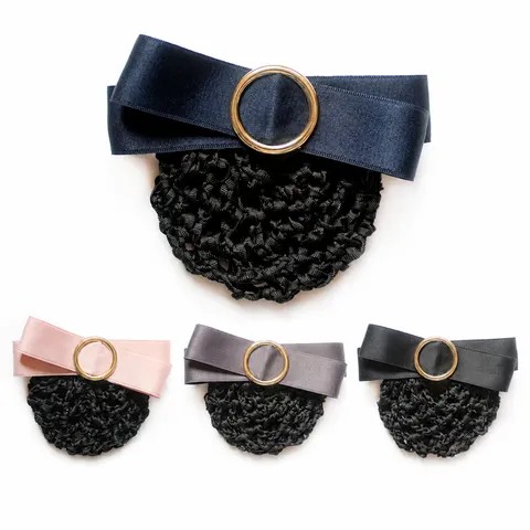 Minimalist Bowknot Hair Net Bun Cover Alloy Metal Ring Elegant Hair Clip Work Office Hair Accessories For Women
