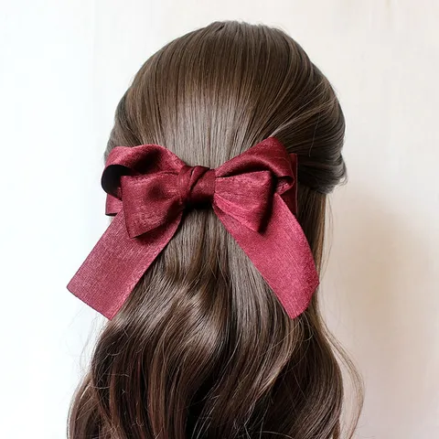 Elegant Satin Bow Hair Net Nurse Hotel Work Hair Clip Bowknot Hair Accessories For Women Hair Styling