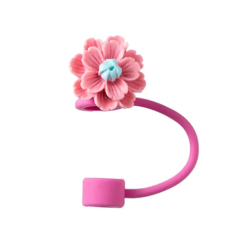 Glas Strohhalm Silikon Strohhalm Abdeckung Süße Blume Bär Staubdichter Stecker Wiederverwendbare Trinkhalm Kappe Tassen Zubehör