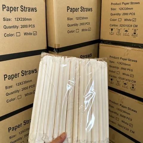 Cannucce di Carta Monouso Imbustate Singolarmente Biodegradabili Ecologiche per Bubble Tea