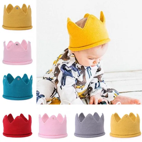 Bebé Diadema de Corona de Punto Lindo Accesorios para el Cabello de Recién Nacido Niño Elástico Banda de Pelo Corona Aro de Pelo Infantil
