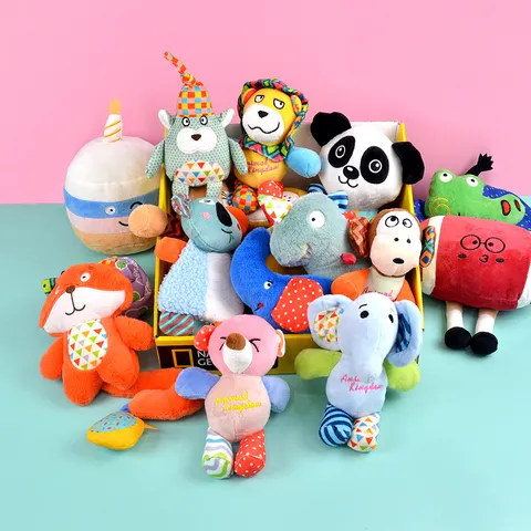 Jouets à Mâcher pour Animaux Mignon Animal Peluche Interactif Squeaky Jouet Ensemble Pour Chiens Et Chats Dentition