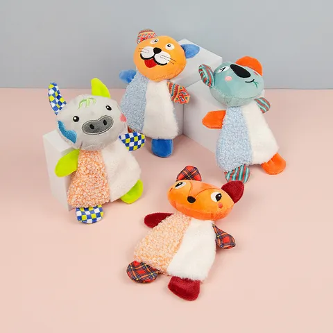 Cross-Border Pet Plush Toy Interactive Crinkle Paper Teething Chew Toy Cute Animal Design Dog Cat Self Play Toy