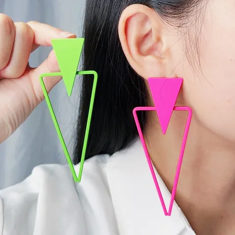 Minimalist Alloy Triangle Stud Earrings Painted Geometric Ear Jewelry With 925 Silver Post For Women Fashion Daily