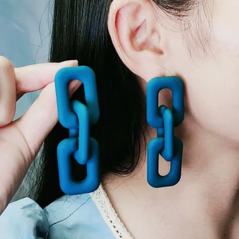 Acrylic Geometric Rectangular Chain Dangle Earrings Minimalist Resin Link Drop Earrings For Women Jewelry