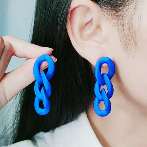 Minimalist Acrylic Three Link Chain Drop Earrings Women Long Geometric Dangle Earrings Fashion Jewelry Gift