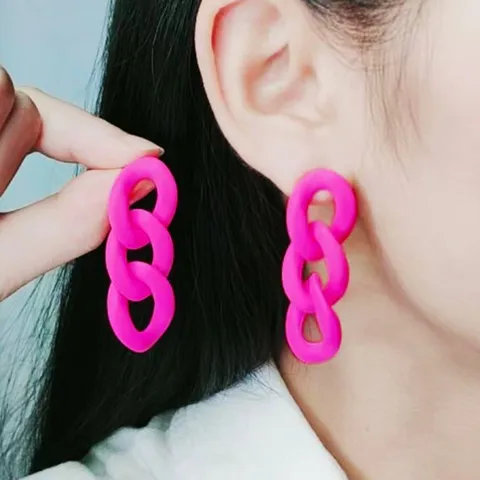 Minimalist Acrylic Three Link Chain Drop Earrings Women Long Geometric Dangle Earrings Fashion Jewelry Gift