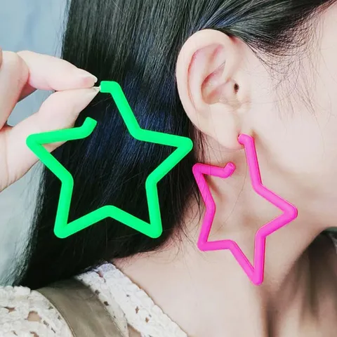 Geometric Pentagram Acrylic Stud Earrings Fashion Personality Painted Star Earrings Statement Jewelry For Women