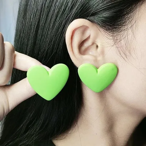 Minimalist Acrylic Heart Stud Earrings Sweet Style Cute Love Heart Ear Jewelry For Women Daily Dating Party Gift