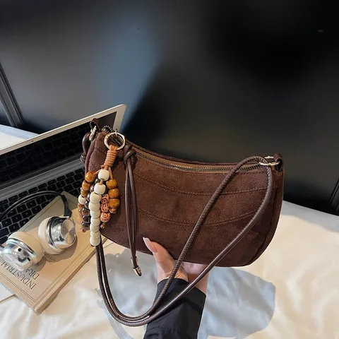 Womens Vintage Solid Color PU Leather Underarm Bag Fashion Casual Versatile Hobo Shoulder Bag Commuter Crescent Bag