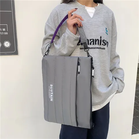 Casual Quilted Laptop Bag Nylon Messenger Shoulder Bag Unisex Commuting Daily Waterproof Business Handbag