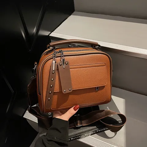 Women's Fashion PU Leather Shoulder Bag Large Capacity Retro Crossbody Bag Casual Handbag