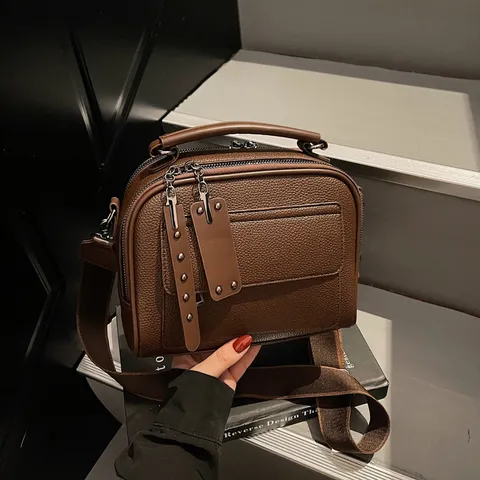 Women's Fashion PU Leather Shoulder Bag Large Capacity Retro Crossbody Bag Casual Handbag