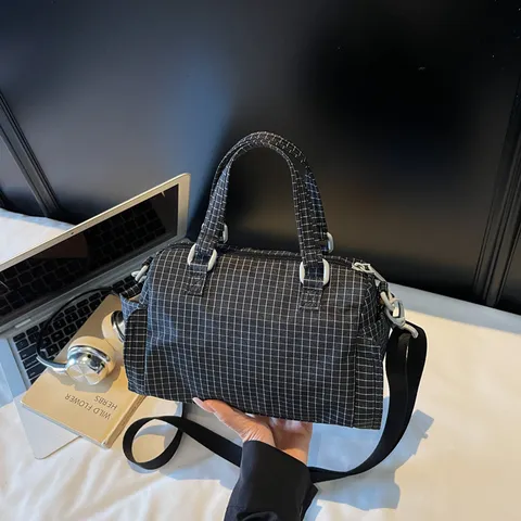 Casual Canvas Tote Bag Plaid Retro Shoulder Bag Fashion Commuter Handbag Daily Casual Crossbody Bag For Women