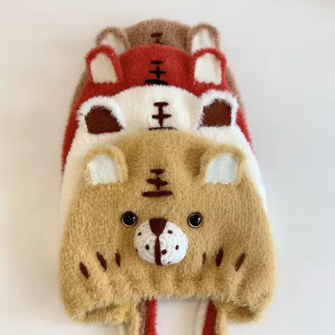 Bebé Invierno Cálido Felpa Tigre Sombrero Lindo Bebé Orejeras Gorro Espesado A Prueba De Viento Forro Polar Gorra Niño Animal Diseño Sombrerería