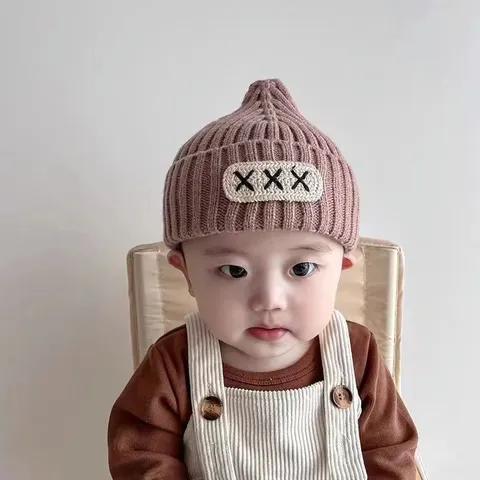 Gorro de Punto Cálido de Invierno para Bebé Niño Color Sólido Pullover Beanie Gorra para Niños y Niñas Uso Diario