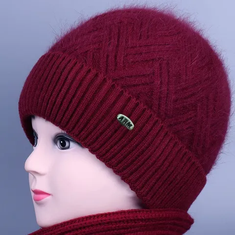 Conjunto de Gorro y Bufanda de Punto Cálido y Espezado de Invierno para Mujer Color Sólido Forrado de Forro Polar Conjunto Térmico Casual