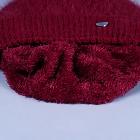 Conjunto de Gorro y Bufanda de Punto Cálido y Espezado de Invierno para Mujer Color Sólido Forrado de Forro Polar Conjunto Térmico Casual