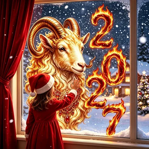2027 New Year Chinese Zodiac Sheep Head Electrostatic Glass Window Sticker Christmas Home Decorative PVC Decal