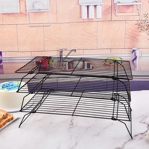 Tier Folding Cooling Rack Stainless Steel Wire Mesh Baking Rack Stackable Wire Cooling Grid For Cake Bread Pastry