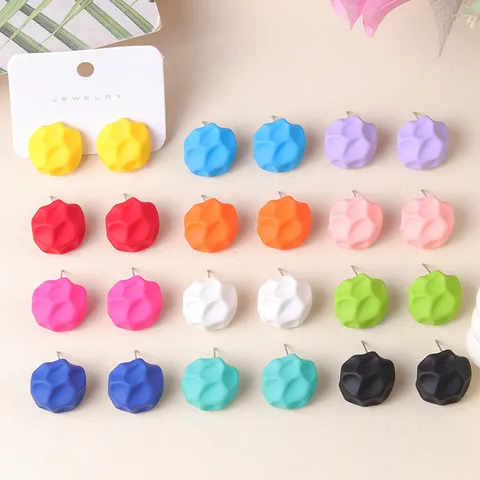 Niche Design Geometric Irregular Acrylic Stud Earrings Simple Candy Color Matte Finish Ear Jewelry For Women