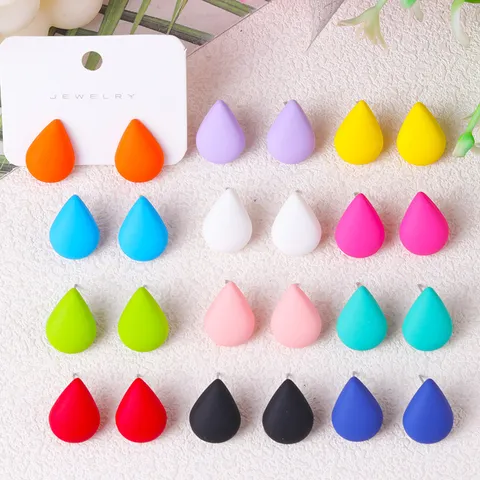 Minimalist Teardrop Acrylic Stud Earrings For Women Cute Geometric Resin Ear Studs Sweet Fashion Jewelry Daily Wear Gift