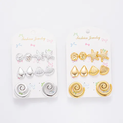 Fashion Acrylic And Metal Starfish Shell Teardrop Stud Earrings Gold Silver Plated Geometric Jewelry Gift For Women