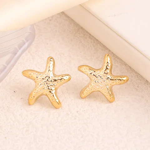 Fashion Acrylic And Metal Starfish Shell Teardrop Stud Earrings Gold Silver Plated Geometric Jewelry Gift For Women